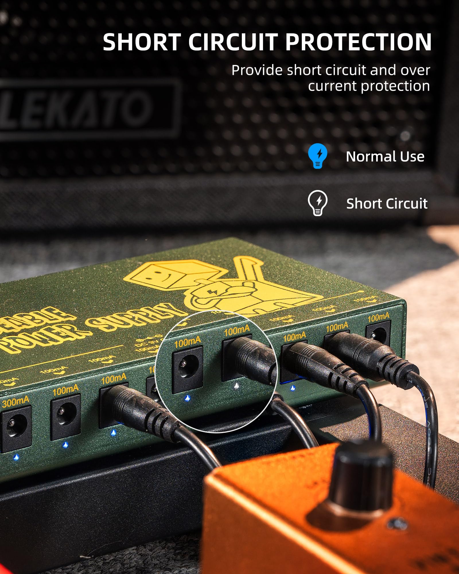 Amazon.co.jp: LEKATO 充電式ギターペダル電源、内蔵10000mAh